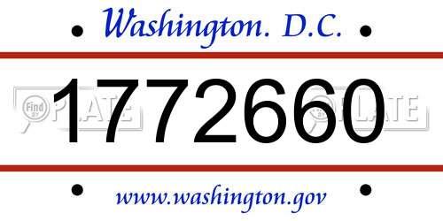 1772660 District Of Columbia License Plate