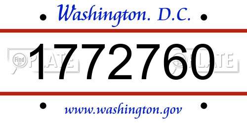 1772760 District Of Columbia License Plate