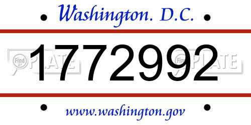 1772992 District Of Columbia License Plate