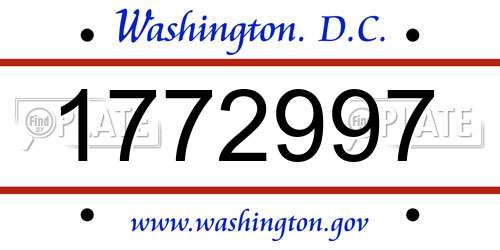 1772997 District Of Columbia License Plate