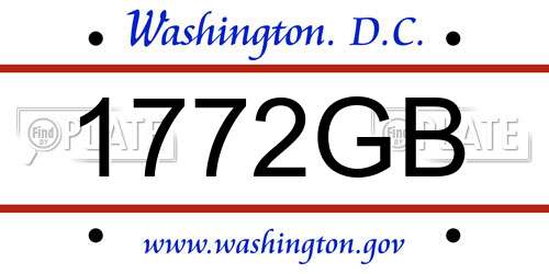 1772GB District Of Columbia License Plate