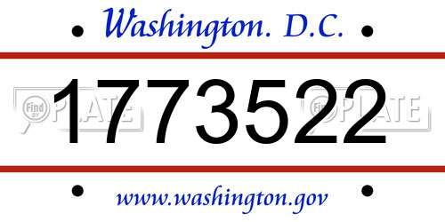 1773522 District Of Columbia License Plate
