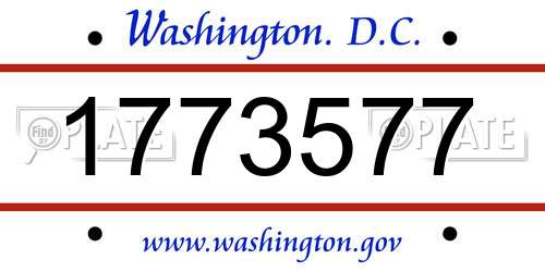 1773577 District Of Columbia License Plate