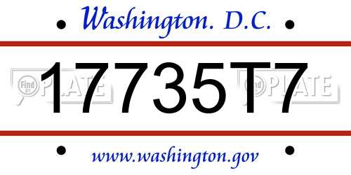 17735T7 District Of Columbia License Plate