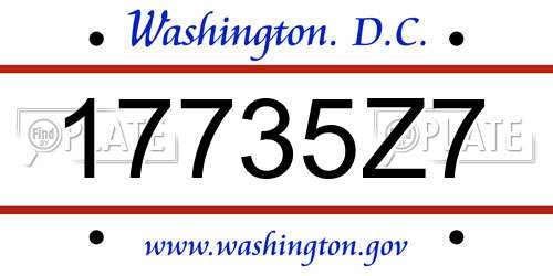 17735Z7 District Of Columbia License Plate