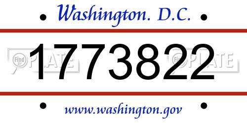 1773822 District Of Columbia License Plate