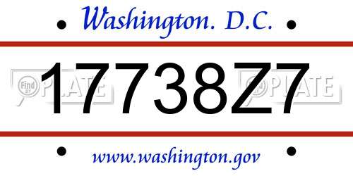 17738Z7 District Of Columbia License Plate