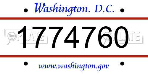 1774760 District Of Columbia License Plate