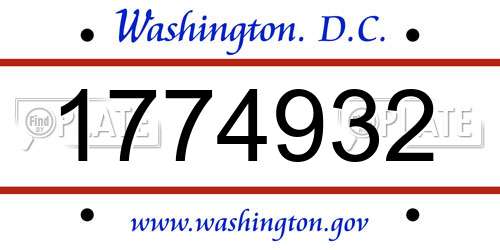 1774932 District Of Columbia License Plate