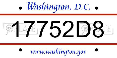 17752D8 District Of Columbia License Plate