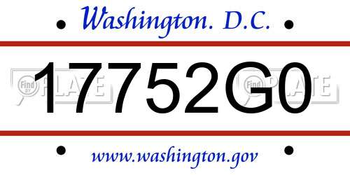 17752G0 District Of Columbia License Plate