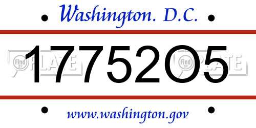 17752O5 District Of Columbia License Plate