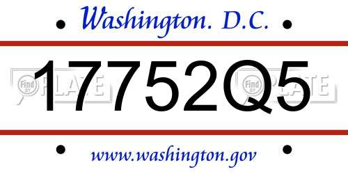 17752Q5 District Of Columbia License Plate