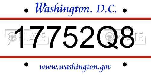 17752Q8 District Of Columbia License Plate