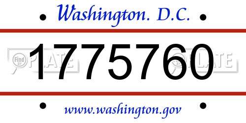 1775760 District Of Columbia License Plate