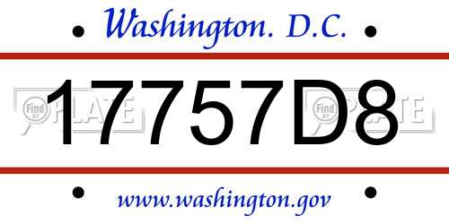 17757D8 District Of Columbia License Plate