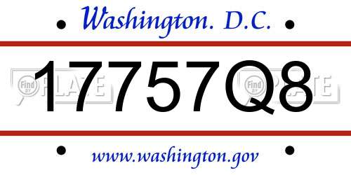 17757Q8 District Of Columbia License Plate