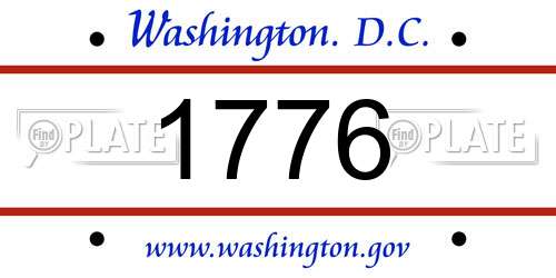 1776 District Of Columbia License Plate