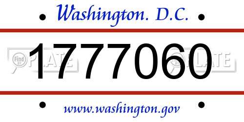1777060 District Of Columbia License Plate