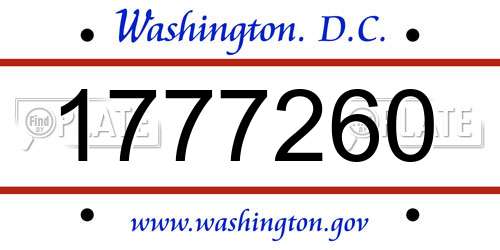 1777260 District Of Columbia License Plate