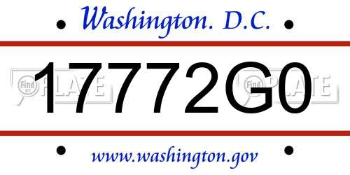 17772G0 District Of Columbia License Plate