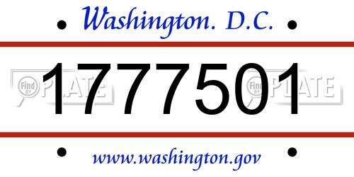1777501 District Of Columbia License Plate