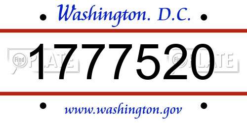 1777520 District Of Columbia License Plate