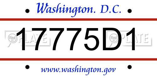 17775D1 District Of Columbia License Plate