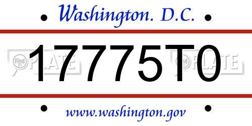 17775T0 District Of Columbia License Plate