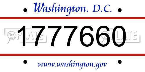 1777660 District Of Columbia License Plate
