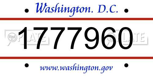 1777960 District Of Columbia License Plate