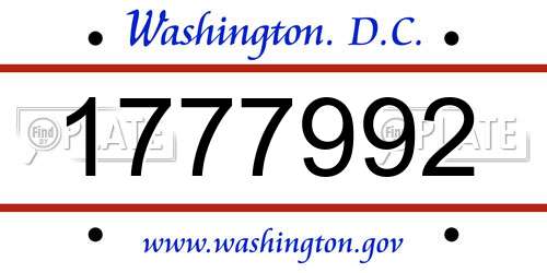 1777992 District Of Columbia License Plate