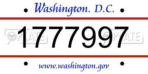 1777997 District Of Columbia License Plate