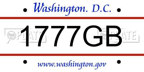 1777GB District Of Columbia License Plate