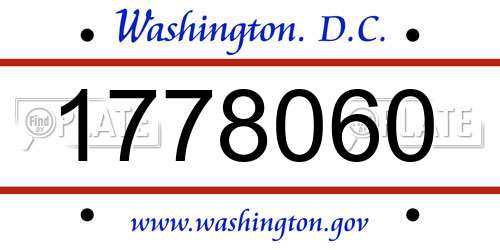 1778060 District Of Columbia License Plate