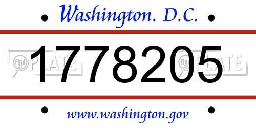 1778205 District Of Columbia License Plate