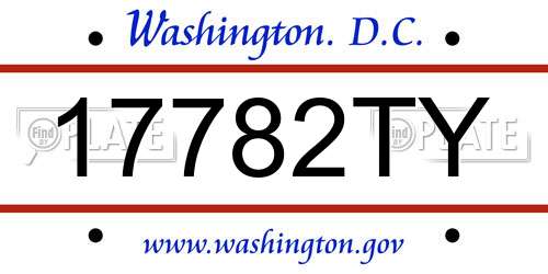 17782TY District Of Columbia License Plate