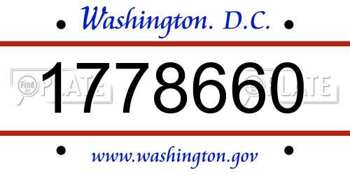 1778660 District Of Columbia License Plate