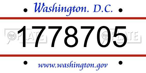 1778705 District Of Columbia License Plate