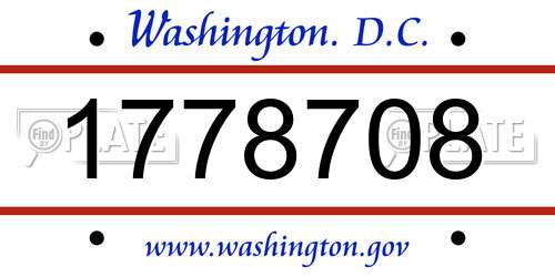 1778708 District Of Columbia License Plate