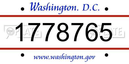 1778765 District Of Columbia License Plate