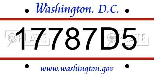 17787D5 District Of Columbia License Plate