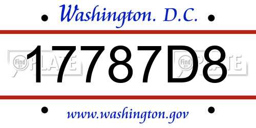 17787D8 District Of Columbia License Plate