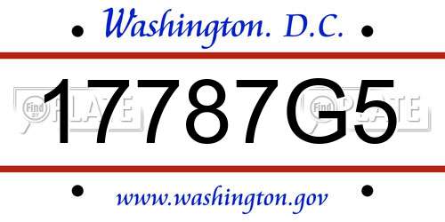17787G5 District Of Columbia License Plate