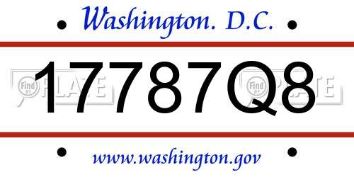 17787Q8 District Of Columbia License Plate
