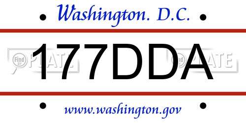 177DDA District Of Columbia License Plate