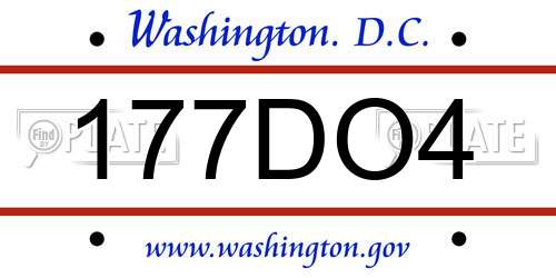 177DO4 District Of Columbia License Plate