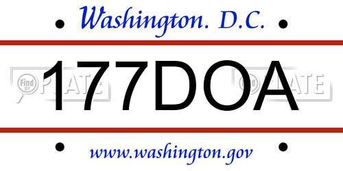 177DOA District Of Columbia License Plate