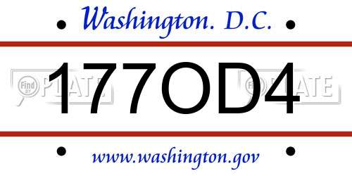 177OD4 District Of Columbia License Plate