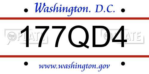 177QD4 District Of Columbia License Plate